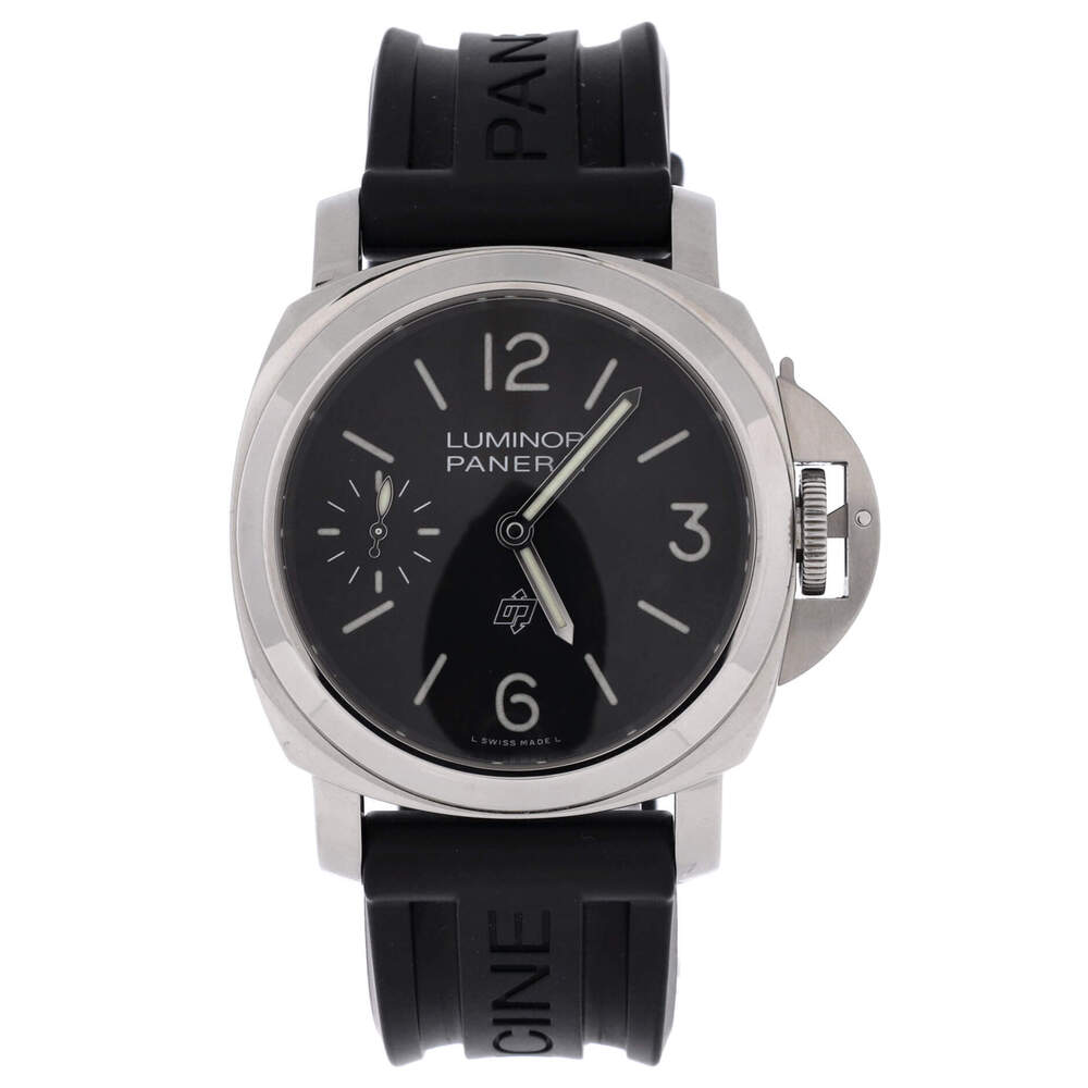 Panerai 44 Luminor Base Logo Manual Watch Stainless Steel and Rubber